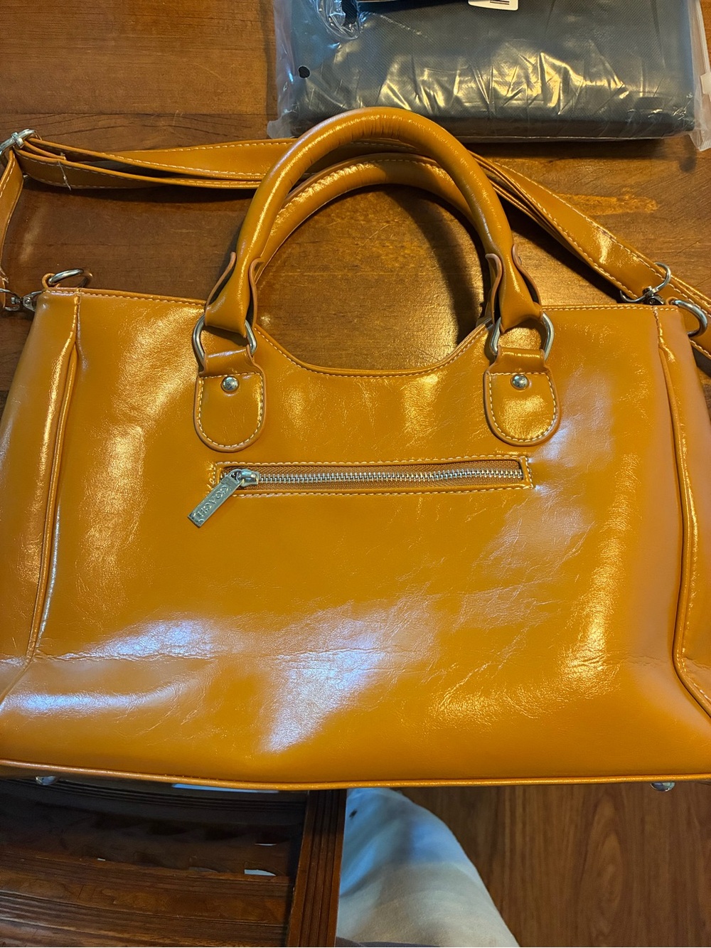 Coach Patent Leather Shoulder Bag - Golden Brown